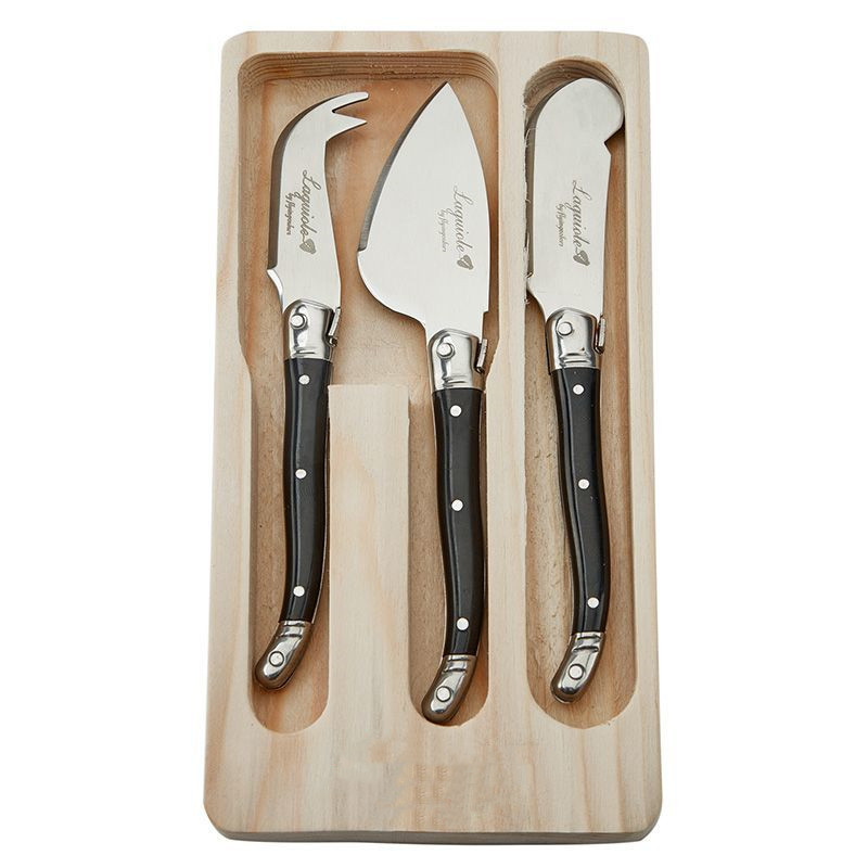 Bamboo Cutlery - 3Pcs Laguiole Cheese Tool Set Black