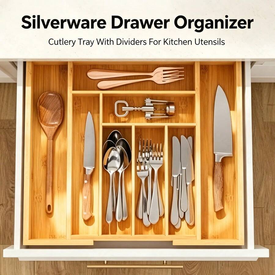 Bamboo Drawer Organizer, Expan - Bamboo Cutlery review and price