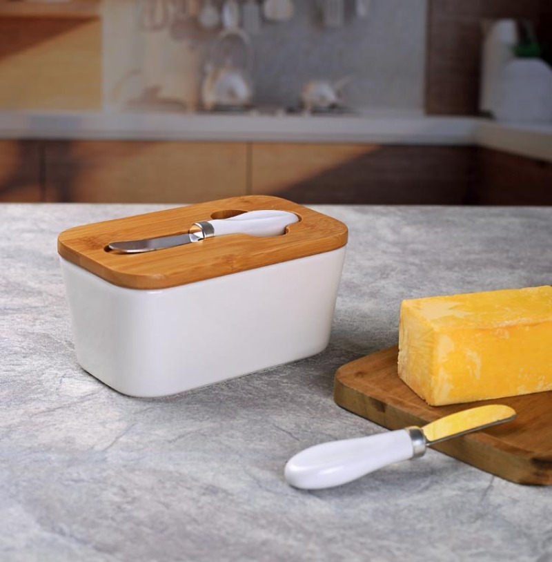Simple Ceramic Butter Dish wit - Bamboo Cutlery review and price